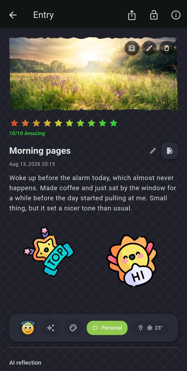 Havenote screenshot, dark mode